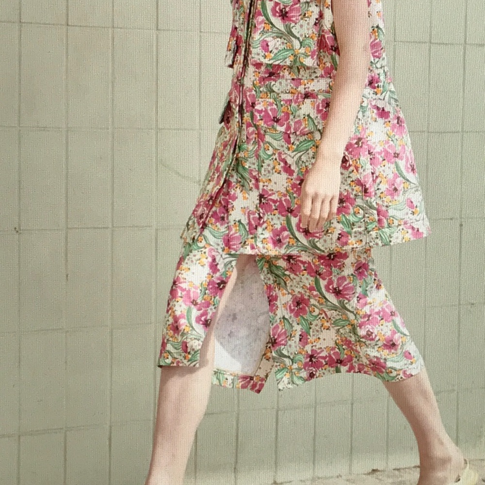 ODEEH floral midi skirt with slits 6